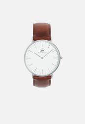 Daniel Wellington St Mawes Men's Watch in Silver with Brown Leather Strap