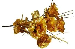 Artificial Golden Roses- Everlasting Golden Roses Bouquet- 7 Stems Bouquet Of Golden Roses