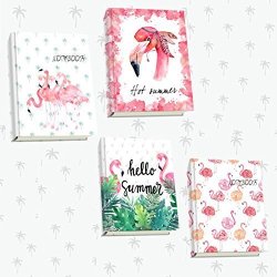4 Pack Classic Ruled Notebooks journals diary A5 Flamingo Series Unique Hard Cover Composition Notebooks Set Size: 5" X 8.3" A5