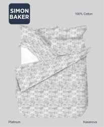 Simon Baker Kasanova Printed 100% Cotton Duvet Cover Sets - Platinum Various Sizes - Platinum Three Quarter 150CM X 200CM +1 Pillowcase 45CM X 70CM