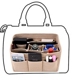 Kumako Handbag Organizer Bag In Bag For Felt Insert Purse Organizer Insert Bag Felt Fabric Purse Organizer For Handbag Tote Bag 12POCKETS 3COLOR Medium