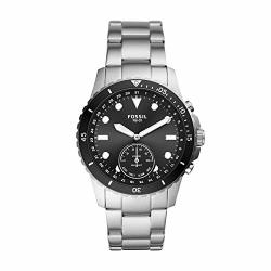 Men's Fossil FB-01 Stainless Steel Hybrid Smartwatch Color: Silver black Dial Model: FTW1197