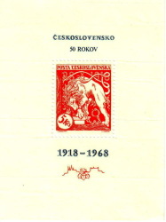 Sc1581 Founding Of Czechoslovakia 50th Anniv. Sheet---bohemian Lion Breaking Chains