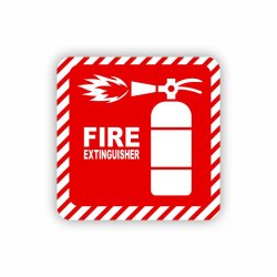 Red Fire Extinguisher Symbolic Sign On White Acp 150 X 150MM