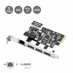 Siig 3 Port PCI Express USB 3.0 Adapt Card + Gigabit Ethernet Lan - Standard & Low - Profile Windows Server 7 8 8.1 10 Pcspcs LB-US0614-S1