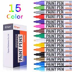 Acrylic Paint Pens Ekkong Permanent Paint Markers For Rock Wood Metal Plastic Glass Canvas Ceramic & More Medium Tip With Quick Dry Water Resistant Ink 15 Pack