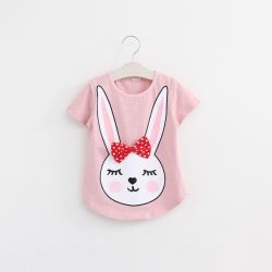Rabbit Cartoon T-shirts For Girls - Pink 6t