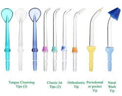Ihealthia Replacement Tips Classic Jet Tip Orthodontic Tip Periodontal Tip Tongue Cleanser And Nasal Wash Tip For Waterpik Water Flossers And Other Brand Oral Irrigators