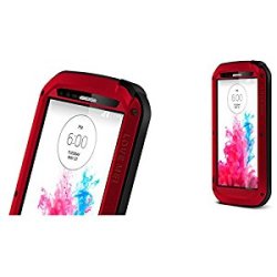Love Mei Case For Lg G3 Aluminum Metal Waterproof Shockproof Cover With Gorilla Glass Red
