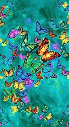 Turquoise Butterfly Pavilion Panel By Chong-a Hwang Timeless Treasures 100% Cotton Fabric C6322-TURQ 24" X 42