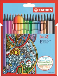 Pen 68 1.0MM Fibre Tip Pens Box Of 18