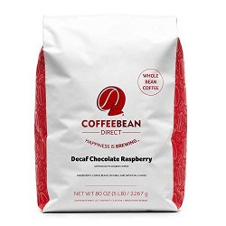Coffee Bean Direct Decaf Chocolate Raspberry Flavored Whole Bean Coffee 5-POUND Bag