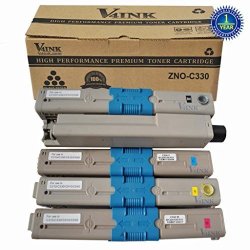 V4INK Replacement 4 Pack Oki Type C17 C330 Toner Cartridge-black Cyan Magenta Yellow For C310DN C330DN C510DN C530DN MC362W MC562W Series