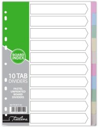 - A4 10 Tab Unprinted Pastel Board Dividers