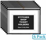 1InTheOffice Dry Erase Pocket Sleeves Black Shop Ticket Holders 11x8.5, 6 Pack 