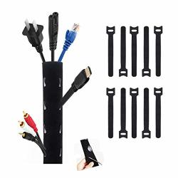 Cord Organizer System Cable Management Sleeve 19 39 59 Inch Wire Cover With Velcro Magic Band 10PCS For Cord Management System For Tv computer home Entertainment 19IN