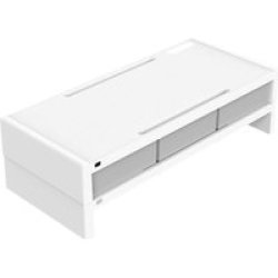Orico Monitor Stand Riser White With Grey Draws