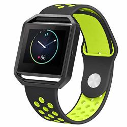 Eway Fitbit Blaze Bands For Women Men Soft Silicone Replacement Band For Fitbit Blaze Smart Watch Black Green Large