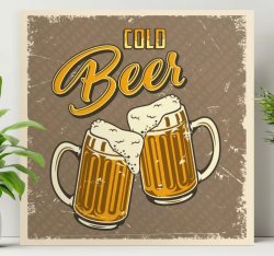 Cold Beer Retro Dirty Effect Restaurant Canvas Print
