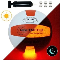 Nightmatch Light Up LED Volleyball Incl. Ball Pump And Spare Batteries - Inside LED Lights Up When Kicked - Glow In The Dark Volleyball