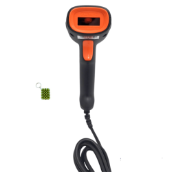 Wired Laser 1D Barcode Scanner + Key Chain
