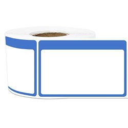 1 Roll - Plain Writable Name Tag Labels With Colorful Border For Visitor Badges 3.5" X 2.25" Blue - 300 Labels