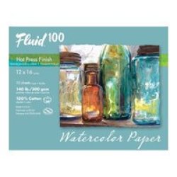Fluid 100 Easy Block Watercolour Paper Hot Pressed 300GSM 12X16 Inches 30X40CM 15 X Sheets