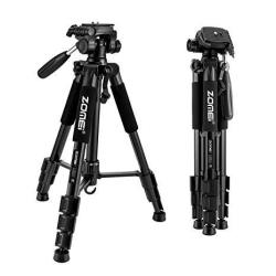 Zomei 55 Compact Light Weight Travel Portable Folding Slr Camera Tripod For Canon Nikon Sony Dslr Camera With Carry Case Black