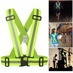 Shinecailife Adjustable Safety Reflective Vest For Running Construction Cycling Walking.wear Elastic High Visibility Reflective Vest Safety For Night Running Walking Construction For Kids Men