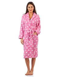 Casual Nights Women's Fleece Plush Robe - Pink dots - XL