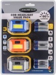 Leisure Quip Cob Headlight Value Pack 3 Headlights With Batteries