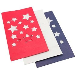 Quasimoon Paperlanternstore.com 4TH Of July Red White Blue Star Paper Luminary Bags Path Lighting 3-PACK