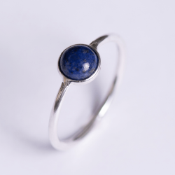 Silver Stack Round Blue Sapphire Gemstone Ring - 8 Blue Sapphire