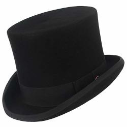 Cloudkids Men 100% Wool Mad Hatter Hat Satin Lined Top Hats BLACK 6" High XL Us Hat Size 7 1 2-7 5 8