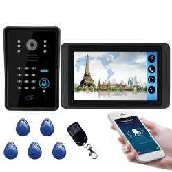 Ennio 7 Inch Wired Video Doorbell Video Camera Phone Remote Swipe Password Remote Un