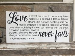 Love Never Fails 1 Corinthians 13 4-8 - 12"X24" Wood Sign