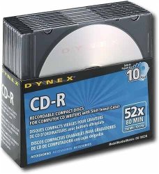 Dynex 10-PACK 52X Cd-r Discs With Jewel Cases DX-10CDR