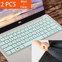 2 Pcs Silicone Ultra Thin Keyboard Cover Skin For Dell Xps 13 9380 New 2019 Dell Xps 13 Keyboard Cover Dell Xps 9370 9365 13.3" Laptop Mint+clear