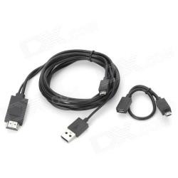 Micro 5PIN USB & 11PIN USB Mhl Cable Kit To HDMI Media Adapter For Smartphone - Black