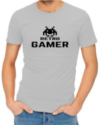 Retro Gamer Mens Grey T-Shirt Small