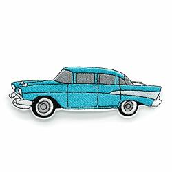 1957 Chevy Bel Air Blue Iron On Embroidered Patch