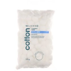 Clicks Cotton Cosmetic Puffs 100G