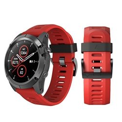 Insaneness Soft Silicone Replacement Sport Wirst Watchband Strap For Garmin Fenix 3 Hr Red