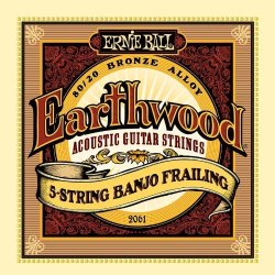 Ernie Ball Earthwood 5-STRING Banjo 80 20 Bronze Loop End Frailing Set .010 - .024