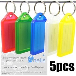 Shells 5PCS Assorted Color Key Id Label Tags Key Ring Holder Tags Key Chain With Write-on Label Window