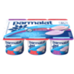 Smooth Strawberry & Mixed Berry Flavoured Medium Fat Yoghurt Tubs 6 X 100G