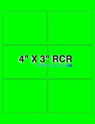Bulk 100 Sheets 4IN. X 3IN. Laser Sheets. Fluorescent Green. Supplied 6 Labels Per Sheet.