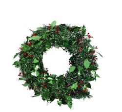 Christmas Wreath - Christmas Decorations - Tinsel - Green - 38CM - 3 Pack