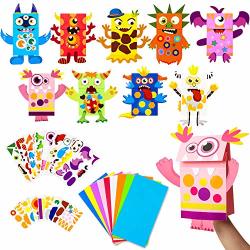 Watinc 9PACK Monster Hand Puppets Art Craft Paper Sock Puppet Diy Making Your Own Puppet Kits Early Learning Classroom Family Storytelling Games Pretend Party