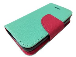 For Alcatel Onetouch Pixi Glitz A463BG Wallet Card Holder Protective Case Phone Cover + Happy Face Phone Dust Plug Wallet Teal Pink